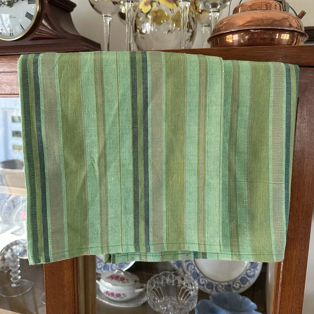New Vanson Egyptian Cotton Green Stripe Dish Towels Handwoven 20x19